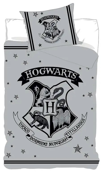 Billede af Sengetøj Harry Potter - 140x200 cm - Sengesæt med Hogwarts logo - Harry Potter sengetøj i 100% bomuld hos Shopdyner.dk